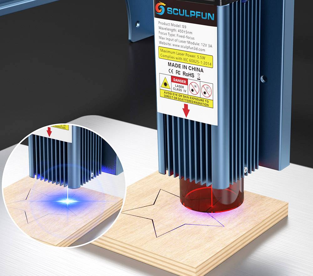 Sculpfun S9 Laser Engraver Full-Metal CNC Laser Engraving Machine 5.5W High Precision Engraving Area 410x420mm