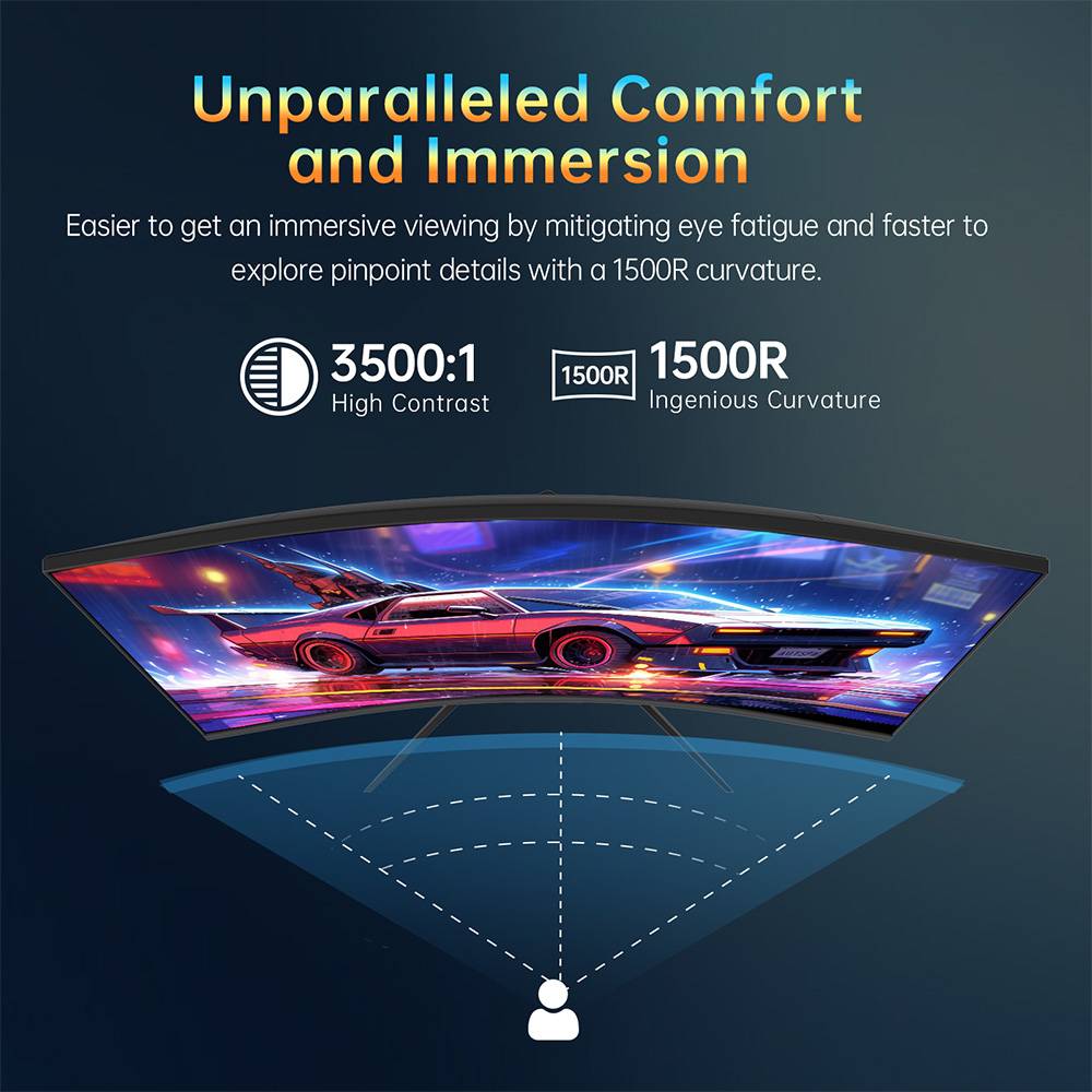 KTC H32S17 32 inch 1500R Curved Gaming Monitor 2560x1440 QHD 180Hz 16:9 ELED 99% sRGB HDR10 1ms MPRT Response Time Low-blue Compatible with FreeSync and G-SYNC USB HDMI2.0 2xDP1.4 Audio Out Flexible Adjustment with Sturdy Tripod VESA Mount Displayer