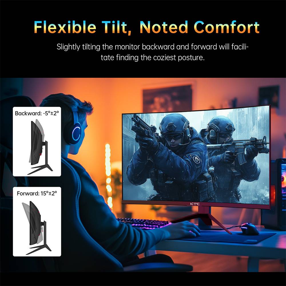 KTC H32S17 32 inch 1500R Curved Gaming Monitor 2560x1440 QHD 180Hz 16:9 ELED 99% sRGB HDR10 1ms MPRT Response Time Low-blue Compatible with FreeSync and G-SYNC USB HDMI2.0 2xDP1.4 Audio Out Flexible Adjustment with Sturdy Tripod VESA Mount Displayer
