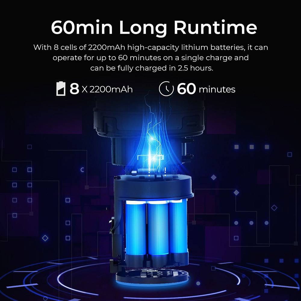 JIGOO C500 Cordless Vacuum Cleaner, 33KPa Suction, 500W Motor, Smart Dust Sensor, 1.2L Dust Cup, Up to 60 Mins Runtime, 2200mAh Removable Battery, LED Touch Screen, Rotatable Metal Tube