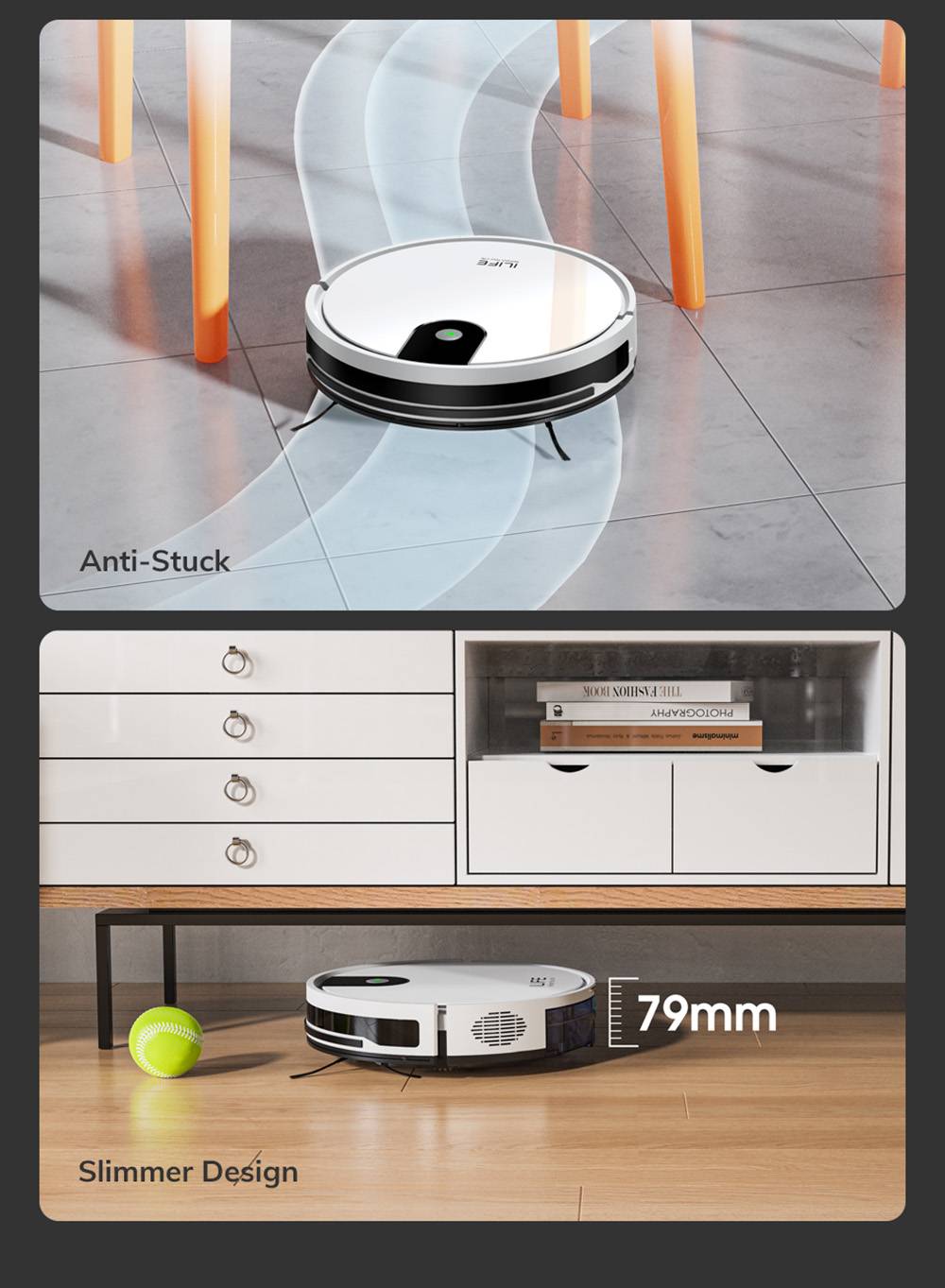 ILIFE G9 Pro Robot Vacuum Cleaner, with Self-Emptying Station, Gyroscope Navigation, 3000Pa Suction, 100min Runtime, 2.5L Dust Bag, Plan/Edge/Spot/Max Mode, Support Alexa/Google Home, with Remote Control, White