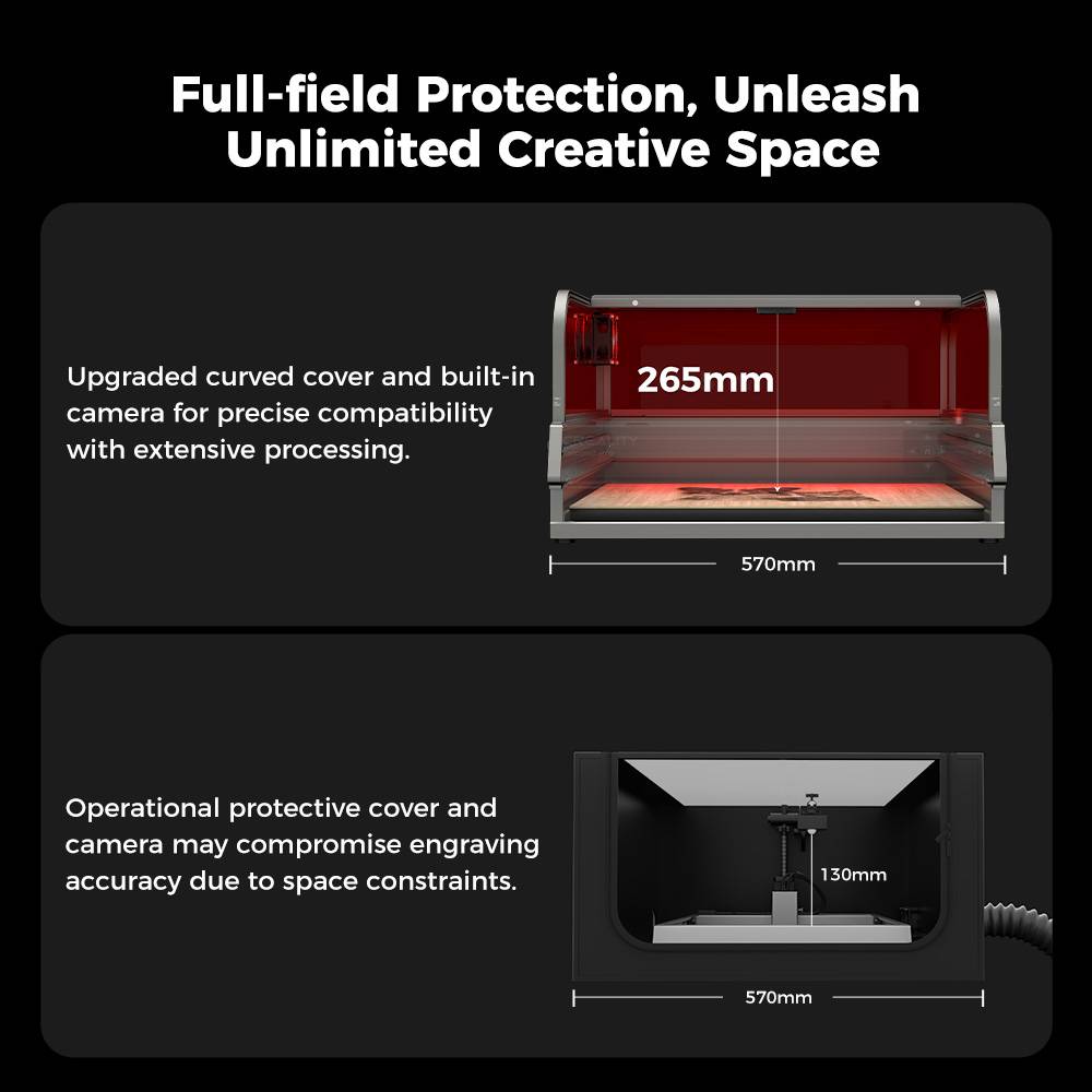 Creality Falcon2 Pro 40W Laser Engraver Cutter,  FDA Class1 Safety Certification, Smoke Exhaust, Integrated Air Assist, Built-in Camera, Fence Type Protection Strip, Fire / Airflow / Lens Monitoring, 400*415mm