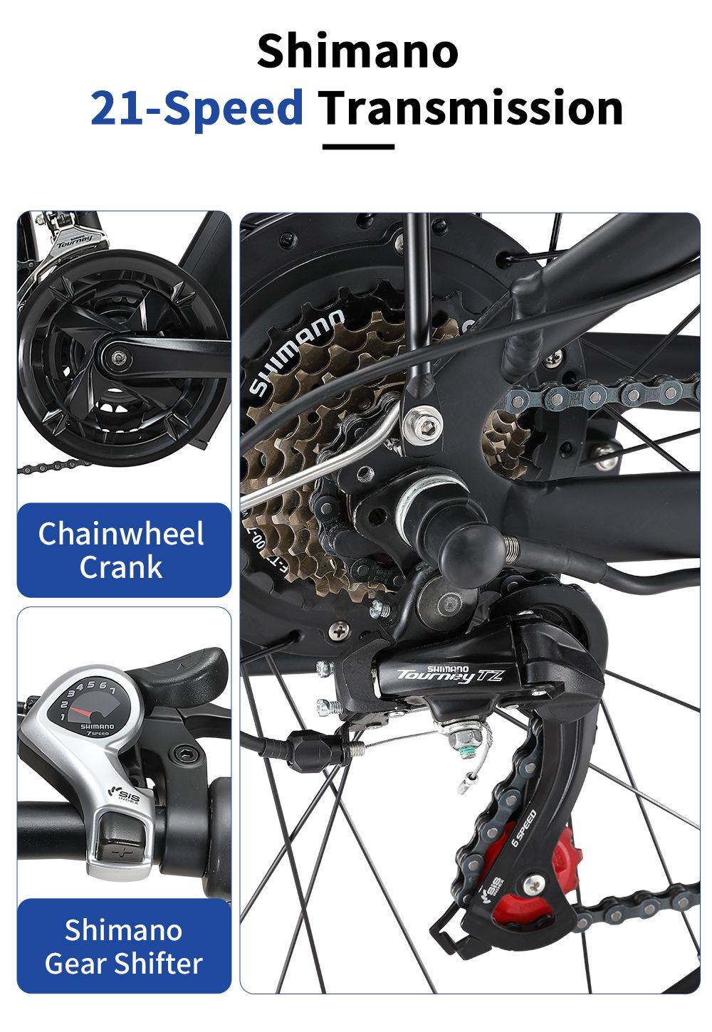 Halo Knight H02 Electric Bike, 750W Brushless Motor, 48V 16Ah Battery, 29*2.1-inch Tires, 50km/h Max Speed, 60km Max Range, Shimano 21 Speed, Mechanical Disc Brake - Black