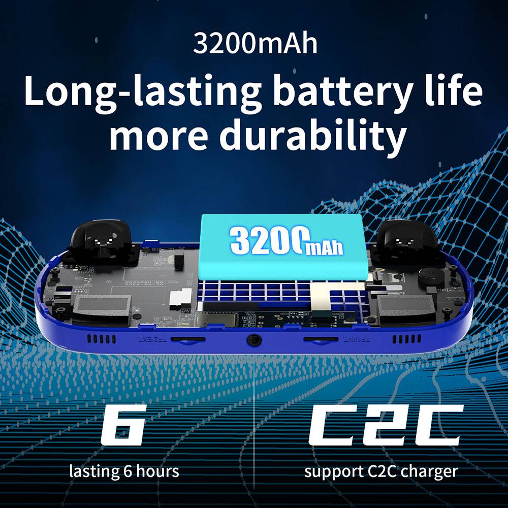 ANBERNIC RG40XX H Retro Game Console with RGB Light, 64GB TF Card with 5000+ Games,  LPDDR4 1GB, 640*480P IPS Screen, 3200mAh Battery for 6 Hours Autonomy, Linux OS, 5G Wifi Bluetooth, Moonlight Streaming - Blue