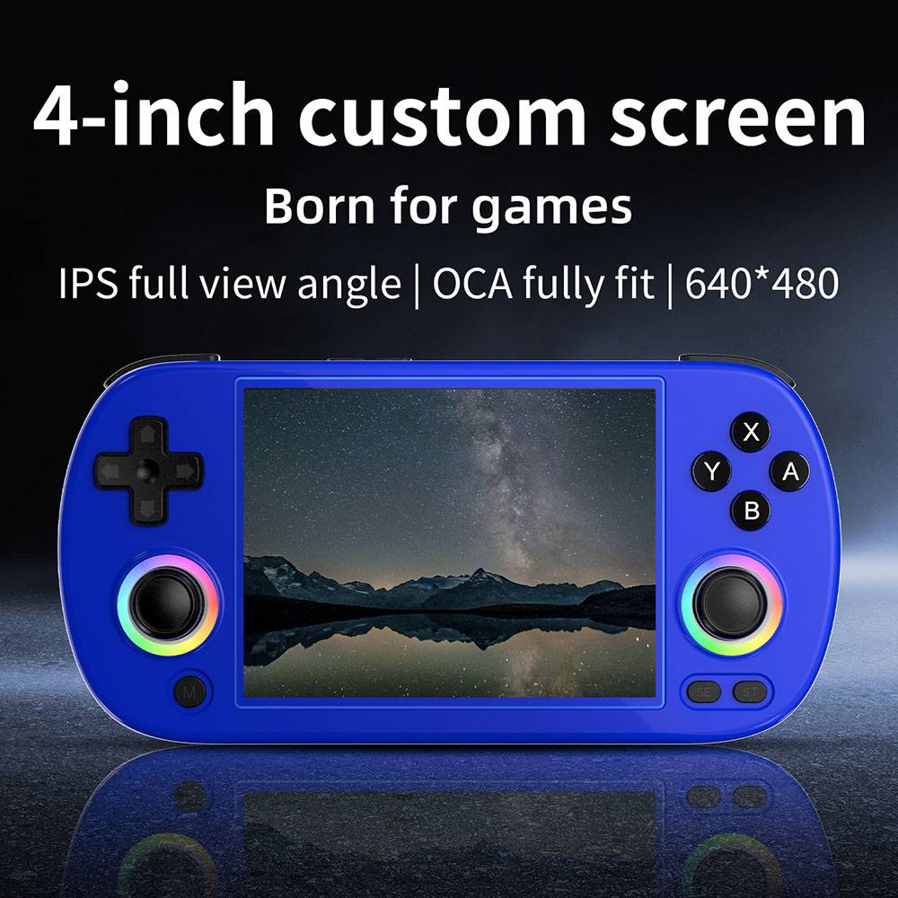 ANBERNIC RG40XX H Retro Game Console with RGB Light, 64GB TF Card with 5000+ Games,  LPDDR4 1GB, 640*480P IPS Screen, 3200mAh Battery for 6 Hours Autonomy, Linux OS, 5G Wifi Bluetooth, Moonlight Streaming - Blue