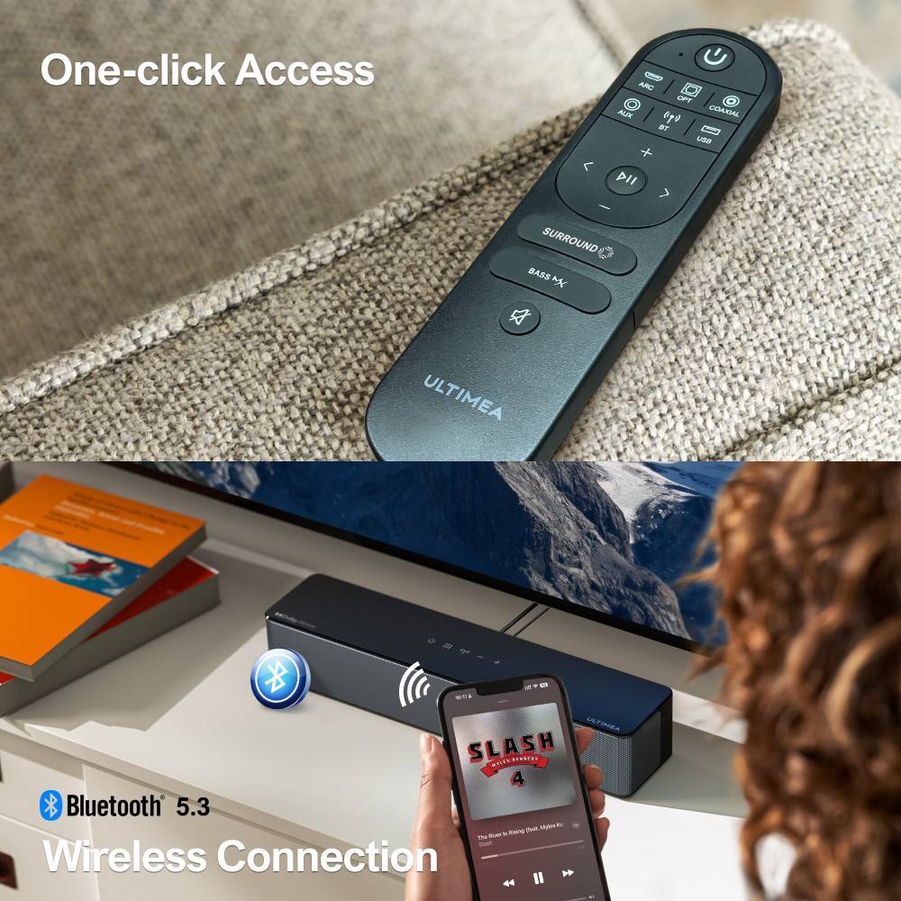 Ultimea Poseidon D60 Soundbar Subwoofer Speaker Kit, Dolby Atmos 5.1, Adjustable Surround Level, Multiple Modes