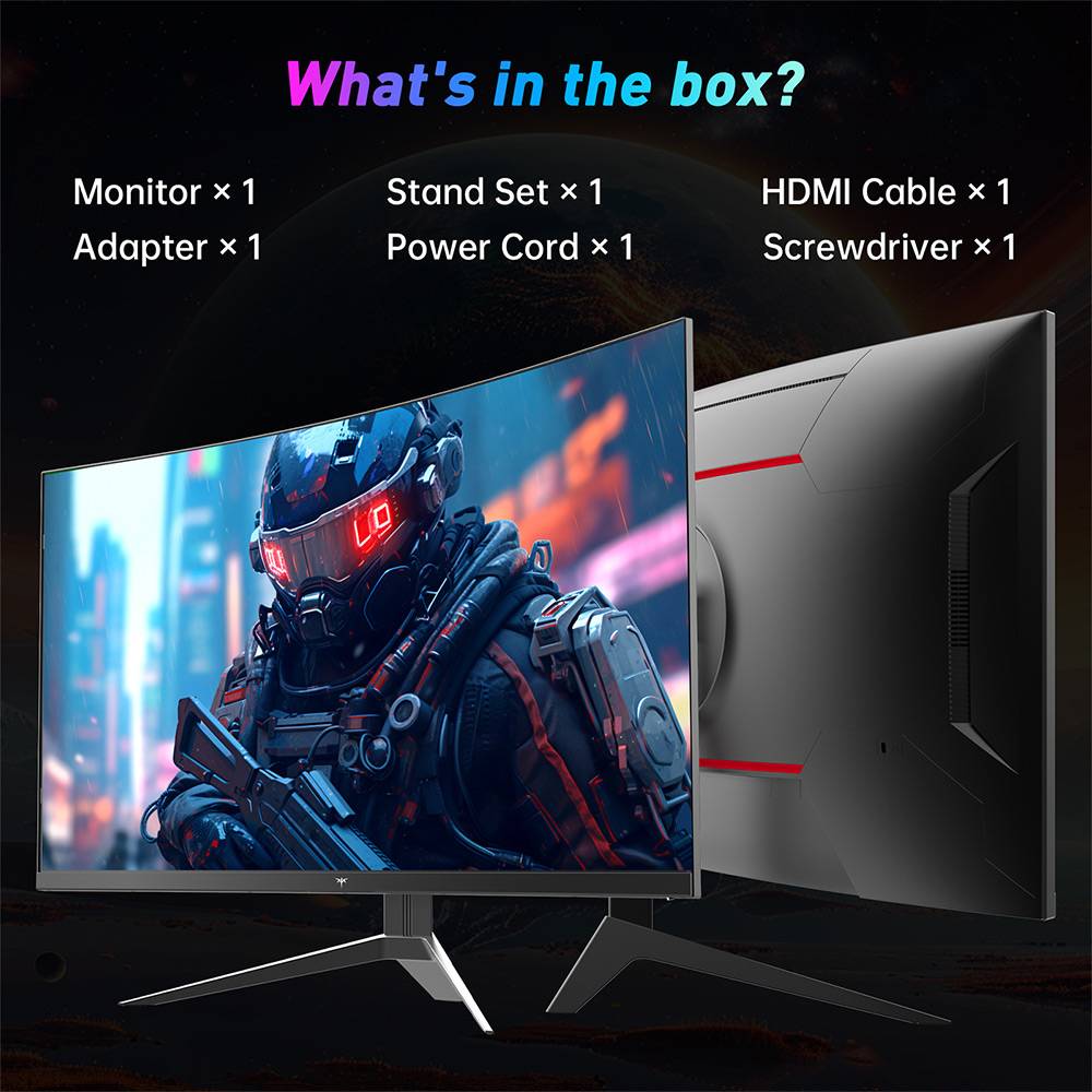 KTC H32S17F 32'' Curved Gaming Monitor, 1920*1080 HVA Panel, 240Hz Refresh Rate, 125% sRGB, 3500:1 Contrast Ratio, Adaptive Sync, HDR10, 3ms Response Time, 2*HDMI2.0 1*DP1.4 1*USB2.0 1*Audio, VESA Mount, Adjustable Tilt, Low Blue Light