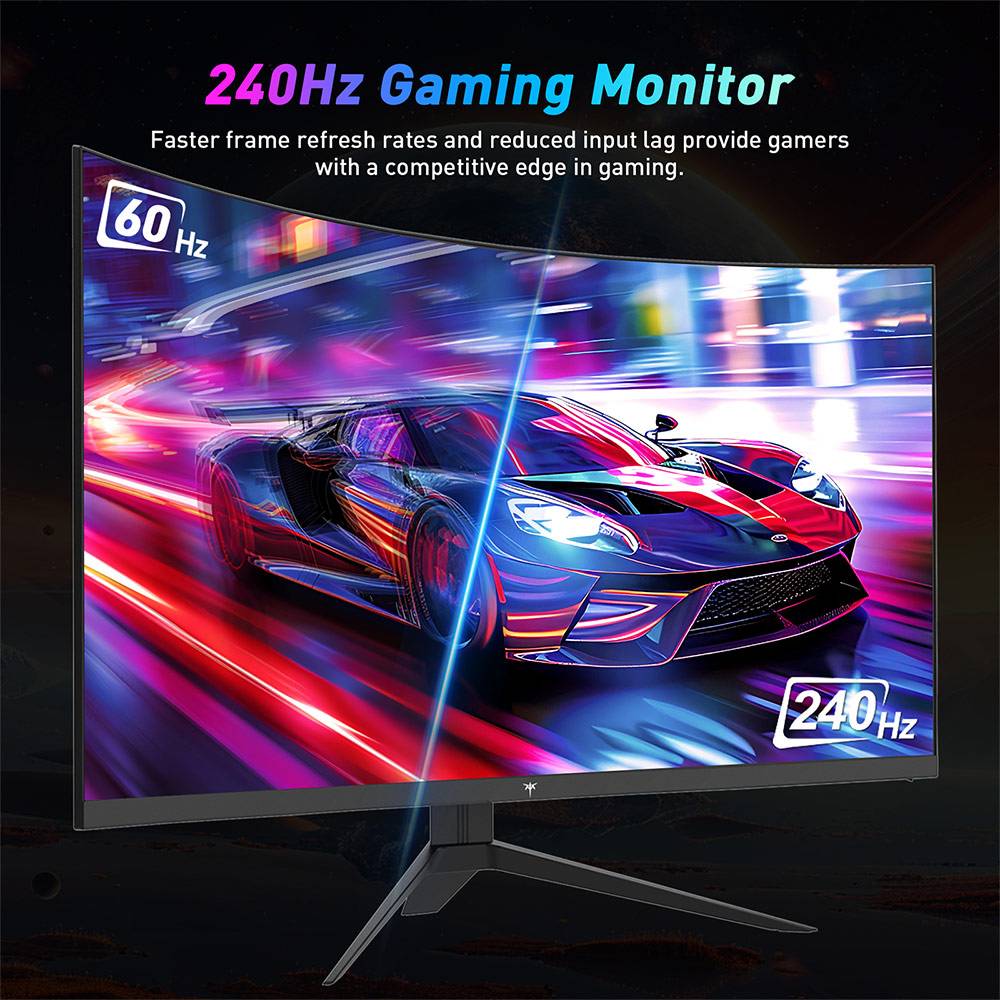 KTC H32S17F 32'' Curved Gaming Monitor, 1920*1080 HVA Panel, 240Hz Refresh Rate, 125% sRGB, 3500:1 Contrast Ratio, Adaptive Sync, HDR10, 3ms Response Time, 2*HDMI2.0 1*DP1.4 1*USB2.0 1*Audio, VESA Mount, Adjustable Tilt, Low Blue Light