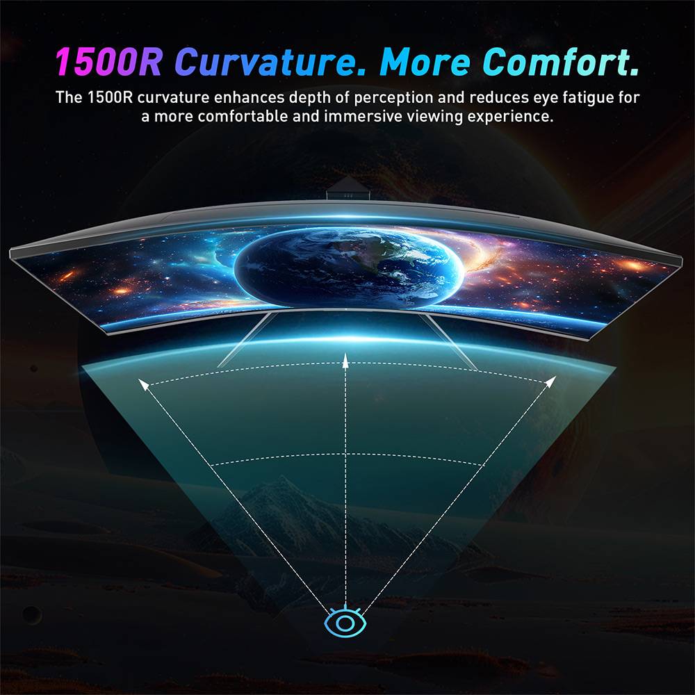 KTC H32S17F 32'' Curved Gaming Monitor, 1920*1080 HVA Panel, 240Hz Refresh Rate, 125% sRGB, 3500:1 Contrast Ratio, Adaptive Sync, HDR10, 3ms Response Time, 2*HDMI2.0 1*DP1.4 1*USB2.0 1*Audio, VESA Mount, Adjustable Tilt, Low Blue Light