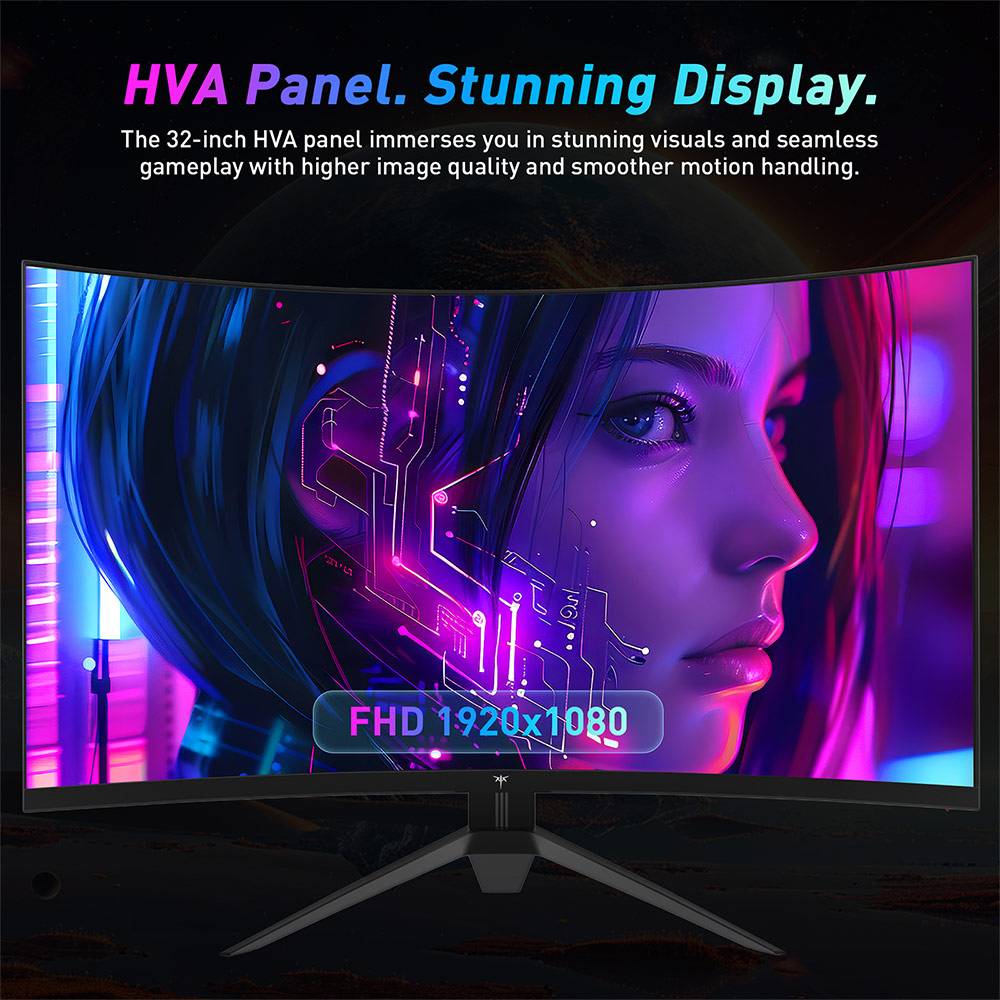 KTC H32S17F 32'' Curved Gaming Monitor, 1920*1080 HVA Panel, 240Hz Refresh Rate, 125% sRGB, 3500:1 Contrast Ratio, Adaptive Sync, HDR10, 3ms Response Time, 2*HDMI2.0 1*DP1.4 1*USB2.0 1*Audio, VESA Mount, Adjustable Tilt, Low Blue Light