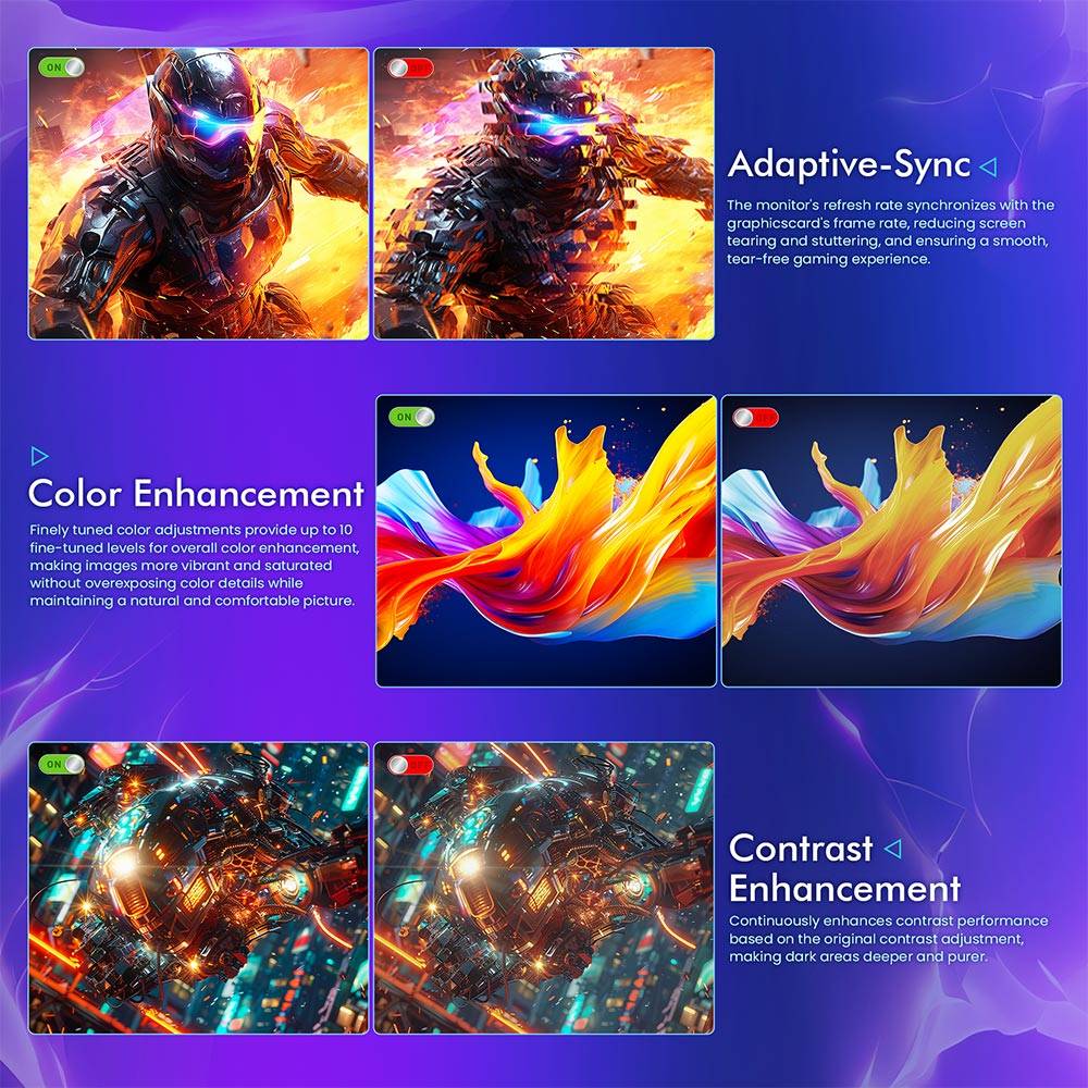 TITAN ARMY P2710S Gaming Monitor, 27-inch 2560*1440 16:9 Fast IPS LCD Screen, 240Hz Refresh Rate, 1ms GTG, HDR 400, Adaptive-Sync, Dynamic OD, Game Mode & 10 scenario Modes, PBP & PIP Split-screen Mode, Rotating Stand, Wall Mounting