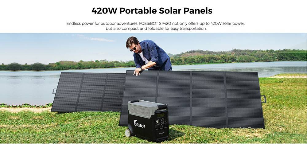 FOSSiBOT SP420 420W Portable Fordable Solar Panel, 23.4% Conversion Efficiency, IP67 Waterproof