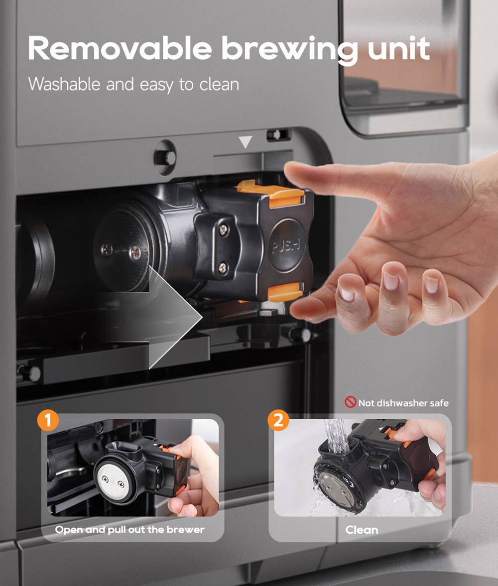 HiBREW H16 Automatic Espresso Machine with Grinder, 20Bar Extraction, 4.3inch Touch Screen, 1.5L Removable Milk Tank