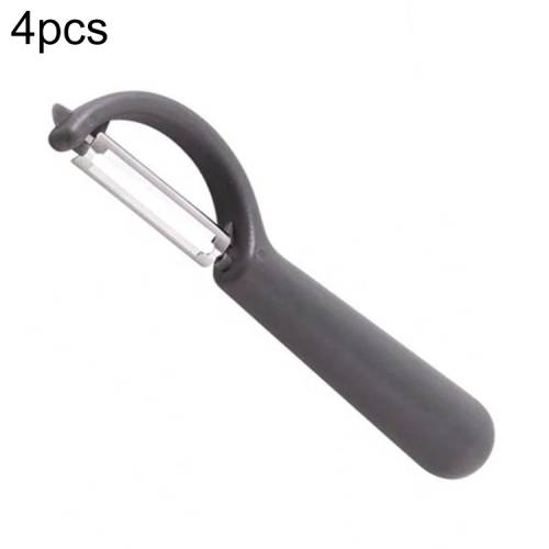 4 PCS Stainless Steel Round Handle Peeler Sugar Cane Scraper Fruit Plane(Dark Gery)
