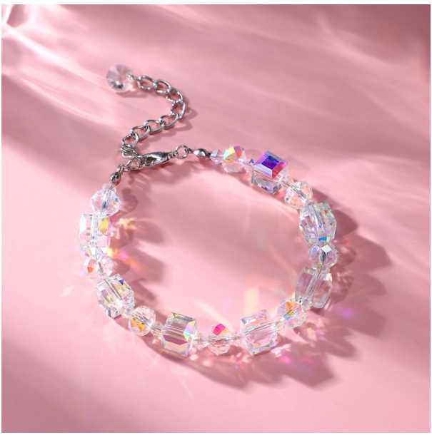 S2203-5 Purple Crystal Beaded Bracelet Ladies Natural Crystal Bracelet