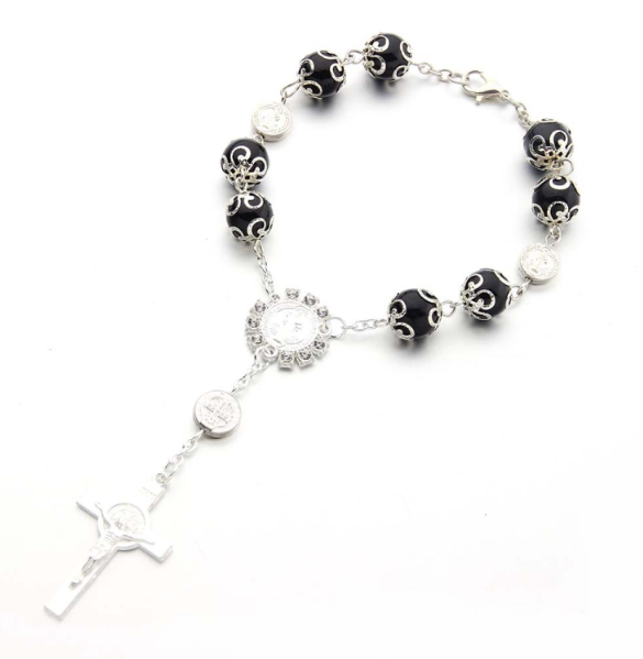 10MM Glass Pearl Beaded Bracelet with Torus