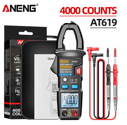 ANENG AT619 Digital Voice Broadcast Multimeter Clamp Professional AC/DC Clamp Meter Ammeter Current Clamp Tester for Electrician - Black