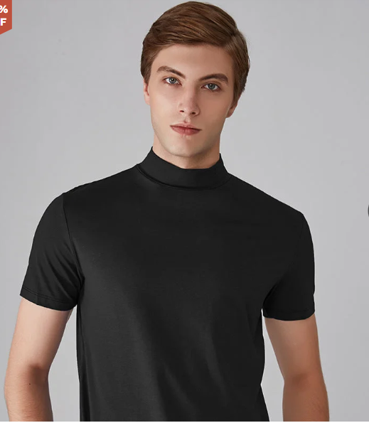 Slim-fit high-neck T-shirt for men