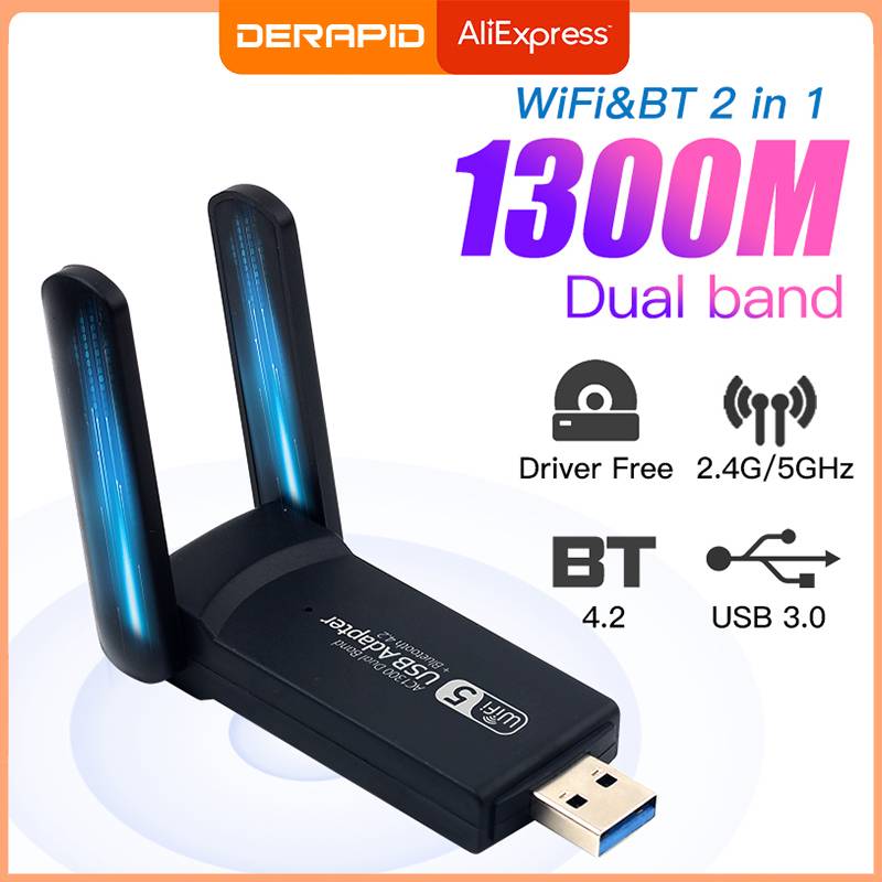 WiFi USB 3.0 Adapter 1300Mbps Bluetooth 4.2 Dual-Band 2.4GHz&amp;5GHz Wifi Usb For PC Desktop Laptop Network Card Wireless Receiver