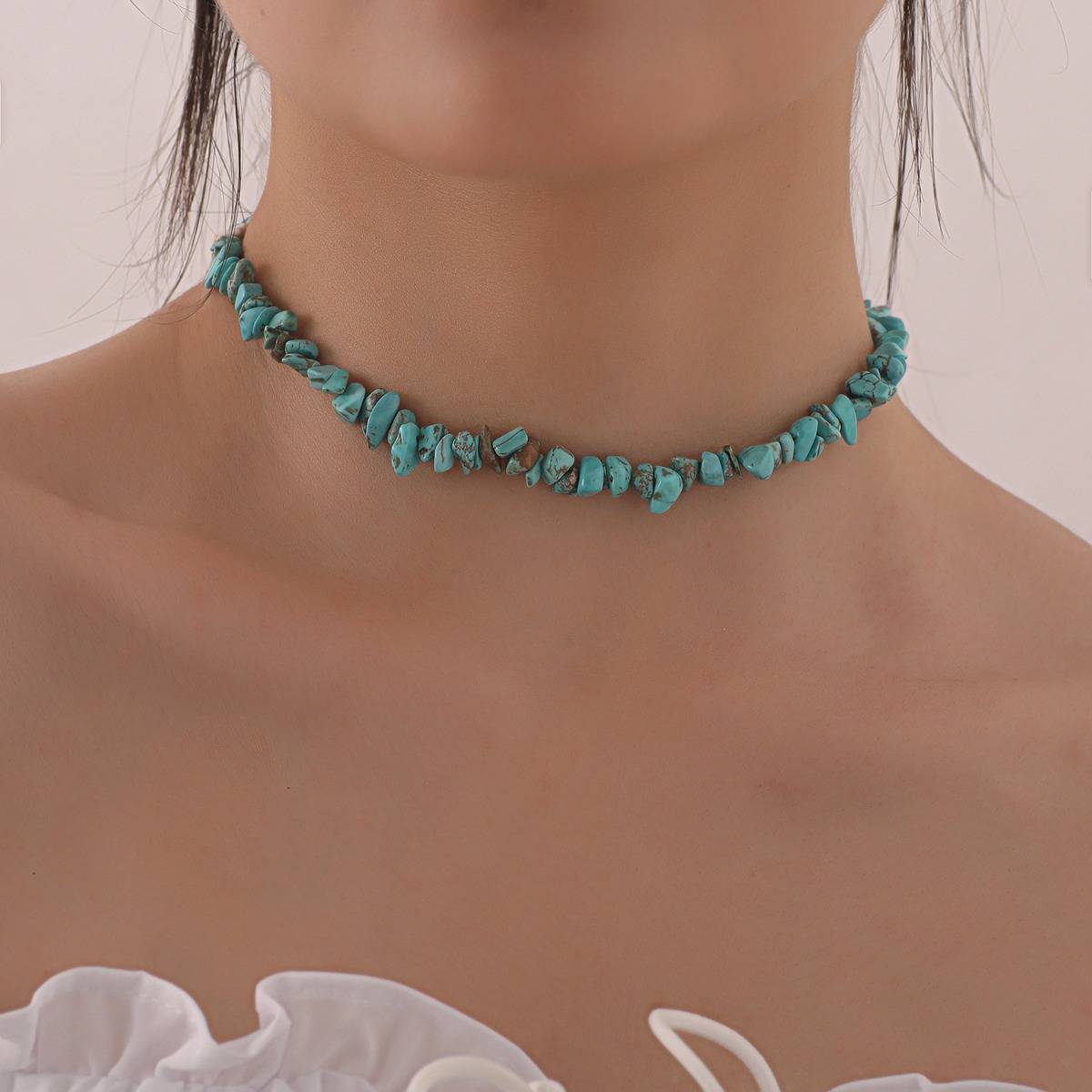 Irregular turquoise choker necklace women&#039;s fashion new handmade
