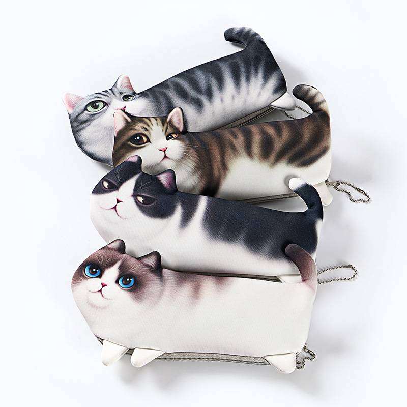 Creative students cat pencil bag Korean version of men and women junior high school students stationery bag cute children pencil case