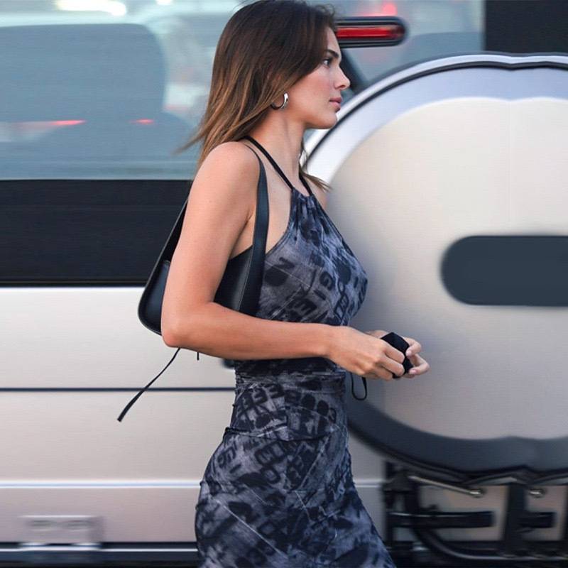 Lace-up halter sexy backless celebrity with the same slim-fit dress
