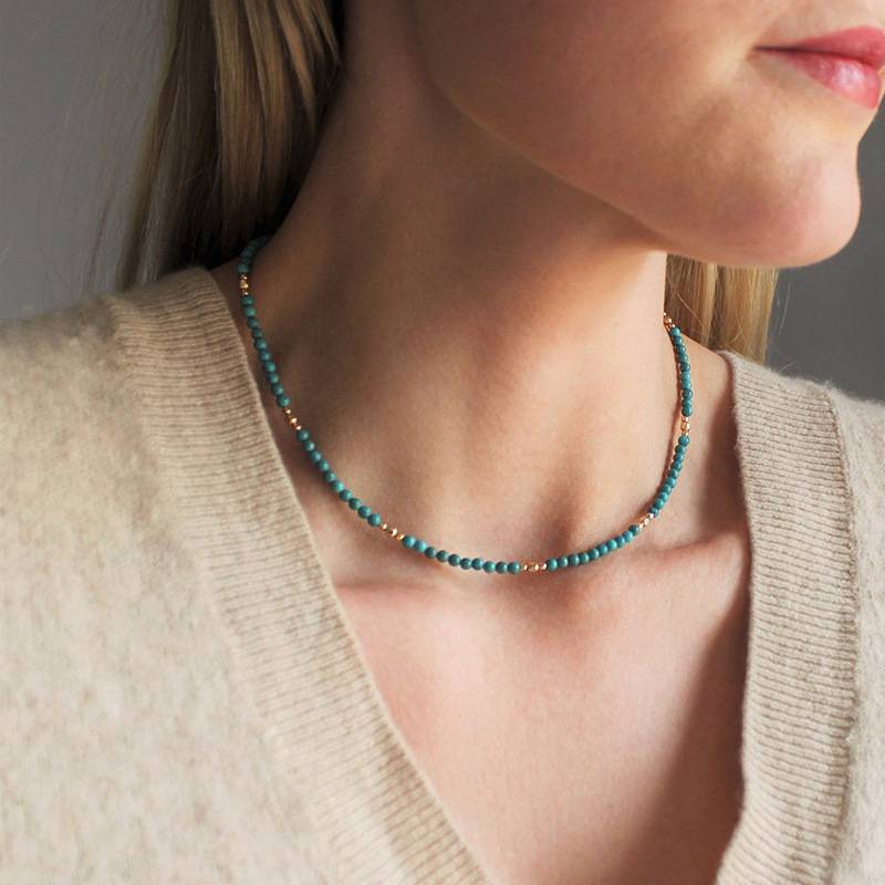 Artsy turquoise beaded necklace women&#039;s clavicle chain
