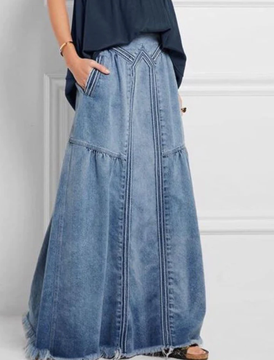 Women&#039;s Casual Brushed Elastic Waist Denim Skirt