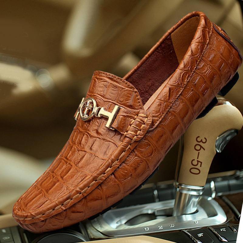 Xunqi Spring and Autumn Doudou Shoes Men&#039;s British Slip-on Shoes Genuine Leather Loafers Casual Fashion Leather Shoes Large Size Business Men&#03