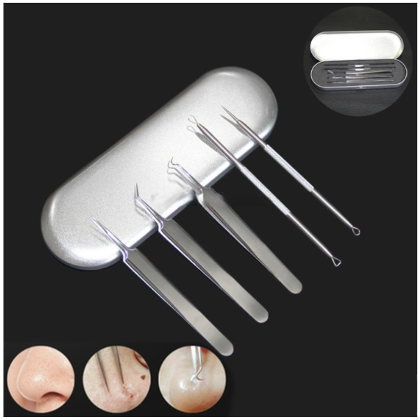 5 PCS / Set Best Blackhead Extractor Tool Acne Needle Pimple Tweezers