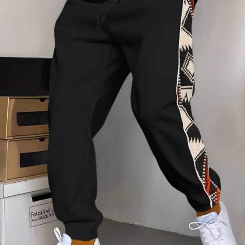 Men&#039;s Patchwork Drawstring Sweatpants