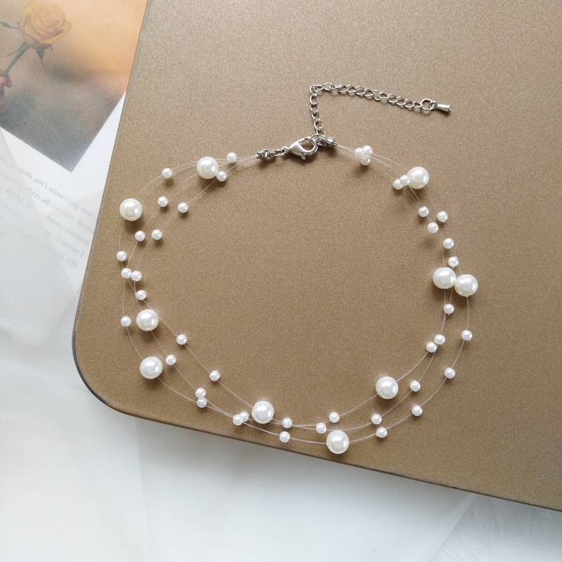 new fashion jewelry multilayer freshwater Pearl Necklace light luxury design women&#039;s Necklace