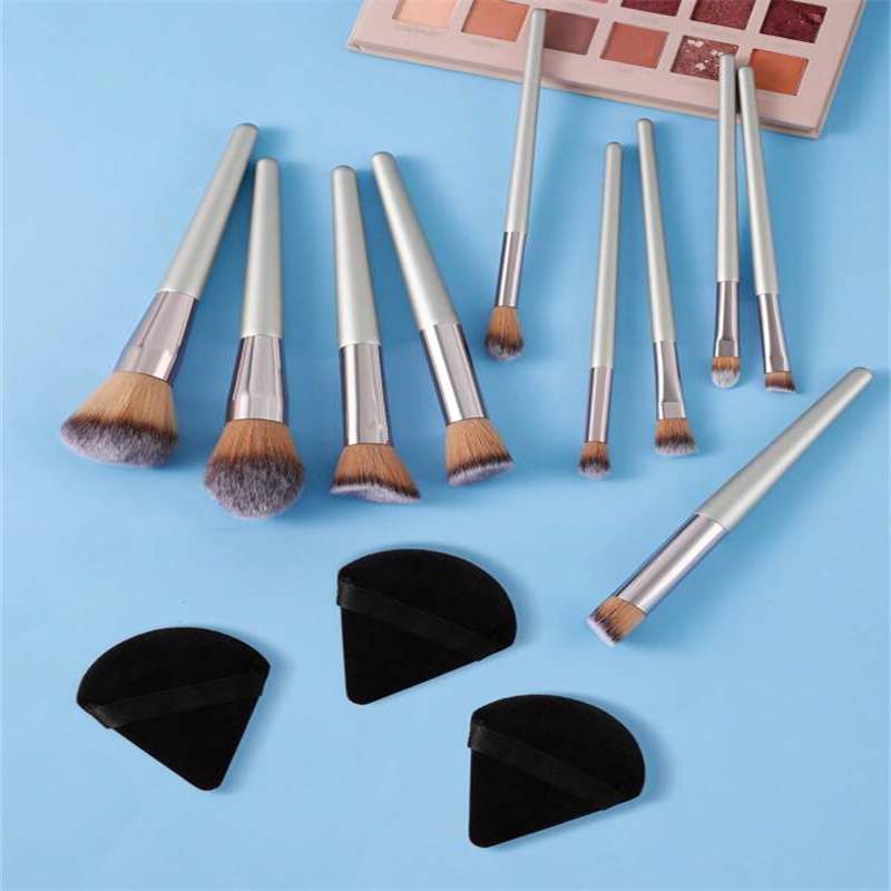 10pcs Makeup Brush Set &amp; 3pcs Makeup Puff