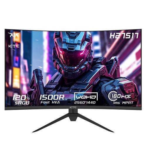 KTC H27S17 27-inch 1500R Curved Gaming Monitor QHD 2560x1440 16:9 ELED 180Hz 120% sRGB 4000:1 Contrast Ratio 1ms MPRT Response Time Low Motion Blur Co