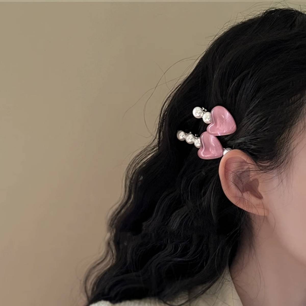 Pearl Hair Clip Sweet Jelly Heart Clip