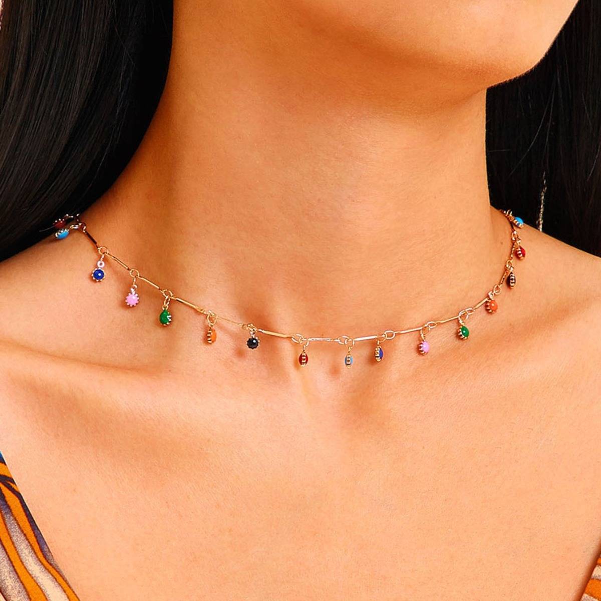 Fashion sunflower gemstone handmade trend simple women&#039;s necklace