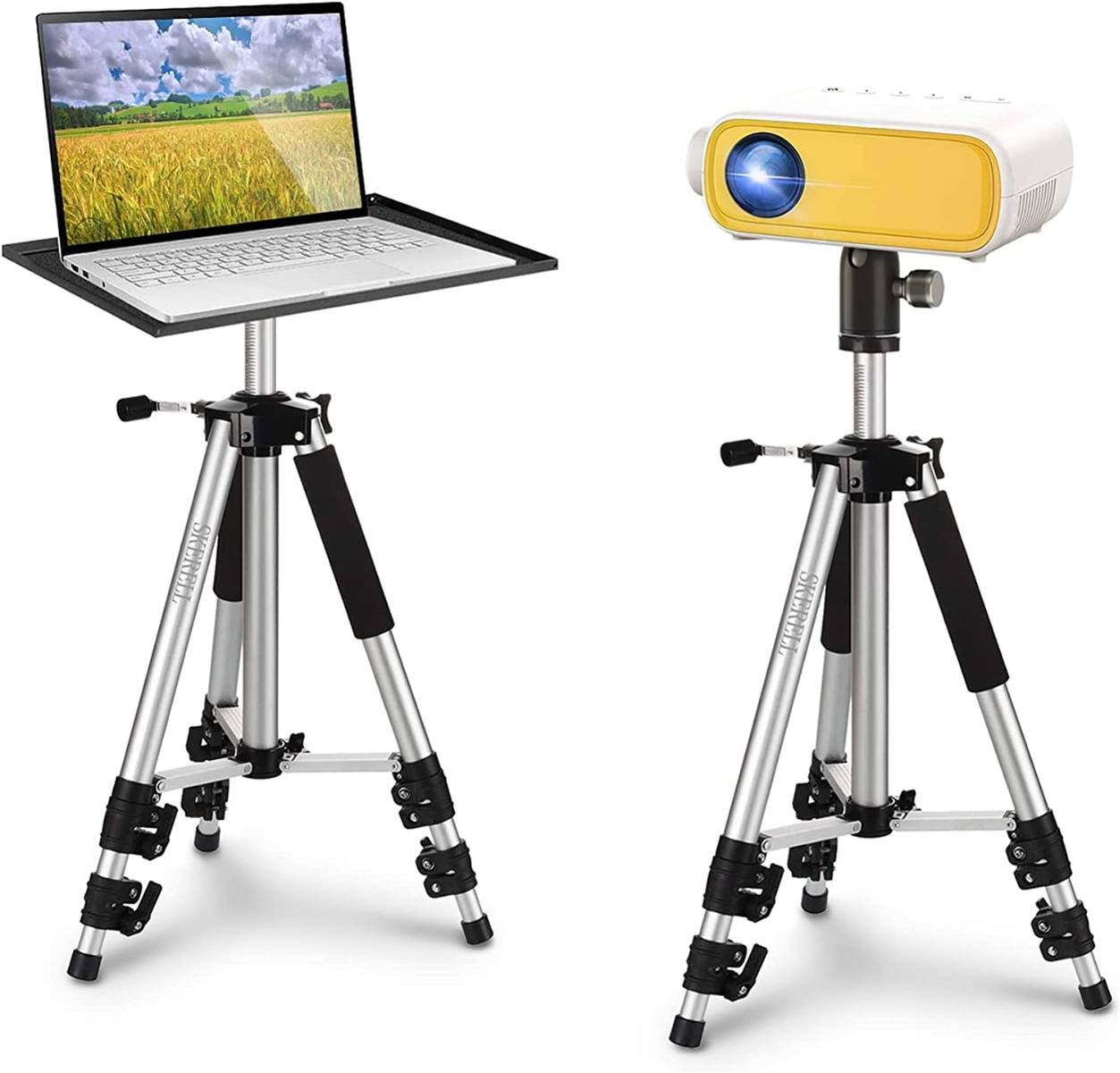 SKERELL Projector Tripod Stand,Universal Laptop Stand,Multi-Function Aluminum Alloy Tripod Stand with Tray and Ball Head,Carry Bag,Adjustable Height f