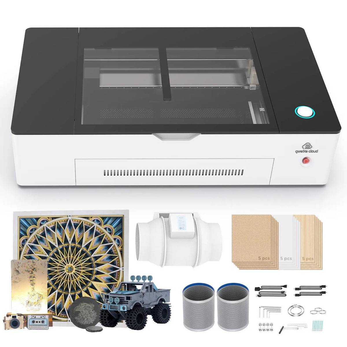 gweike cloud 550W Laser Engraver 0.025mm High Precision CO2 Laser Engraving Machine 600mm/s High Speed Desktop Cutting Engraver