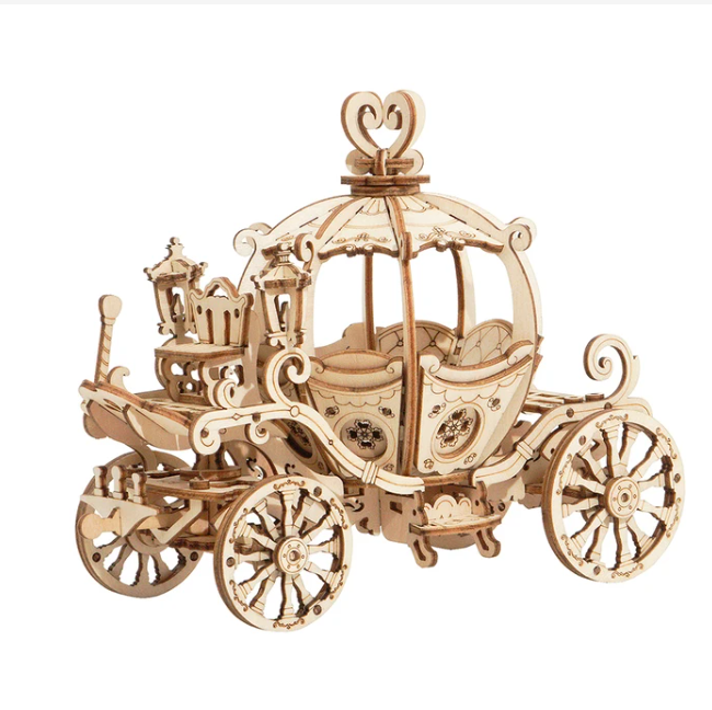 Robotime New Arrival DIY 3D Gramophone Box,Pumpkin Cart Wooden Puzzle Game Assembly Popular Toy Gift for Children Adult