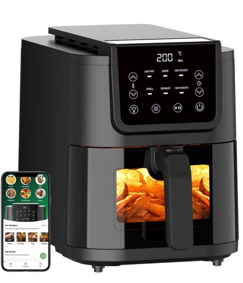 Chefree AFW01 Electric Oil-free Air Fryer with Visible Window Frying Pan Toast Bread Rack Airfryer for French Fries Touch Screen