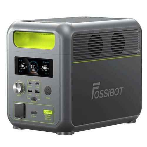 FOSSiBOT F1200 Portable Power Station, 1024Wh Capacity, 1200W Rated Power, 3 LED Light Modes, 7 Output Ports, BMS Protection,