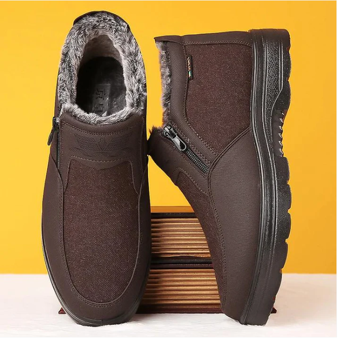 Men&#039;s Orthopedic Warm Snow Boots Waterproof Non-Slip Winter Fleece Shoes