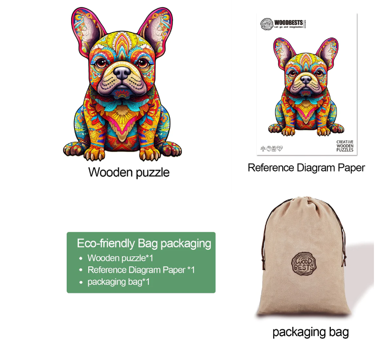 Cute French Dog Wooden Jigsaw Puzzle