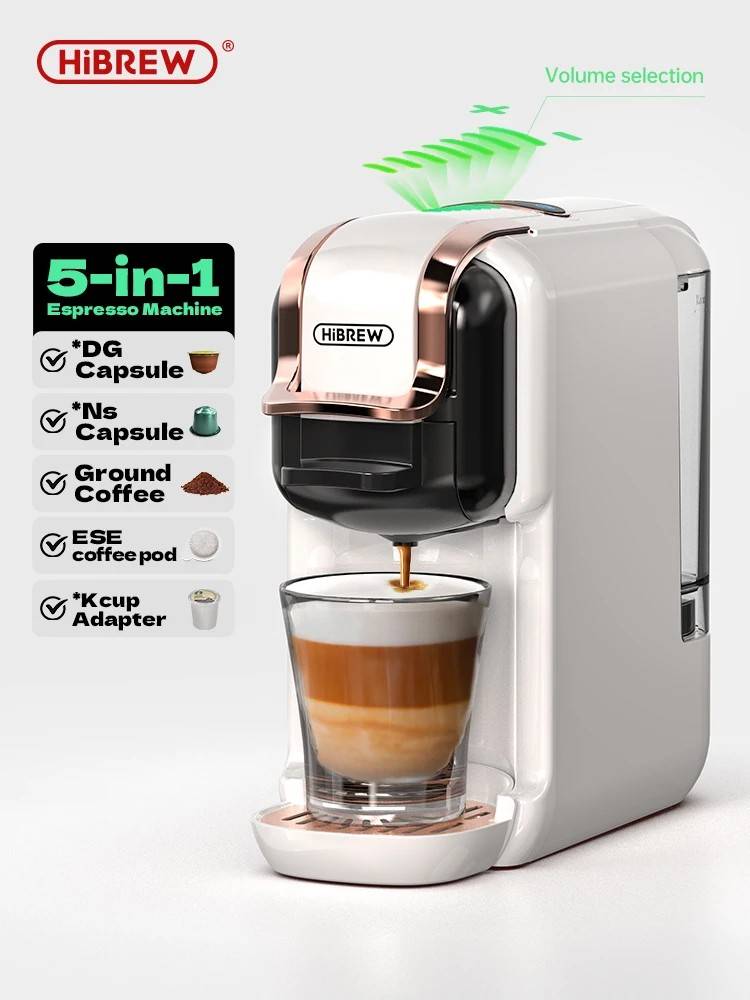 HiBREW H2B 5-in-1 Multi-Capsule Coffee Machine | 20 Bar Espresso Maker for Dolce Gusto, Nespresso, ESE Pods & Ground Coffee | Hot & Cold Brewi