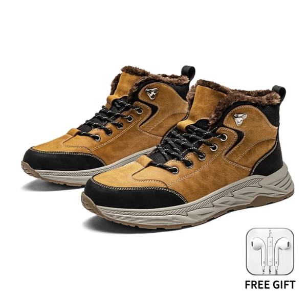 OEING Men&#039;s Shoes Casual Sneakers Winter High-tops Plush Lining Warm Leather Upper Rubber Sole Free Shipping Men&#039;s Sneakers