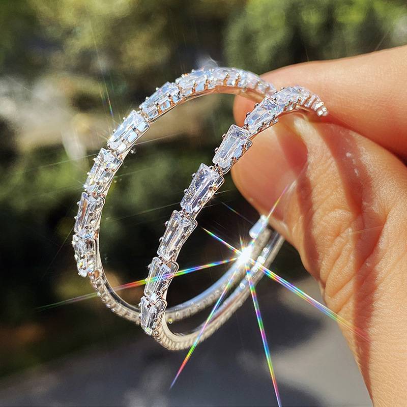 Exaggerated accessories fashion simple gold lady&#039;s zircon earrings European and American big earrings wholesale