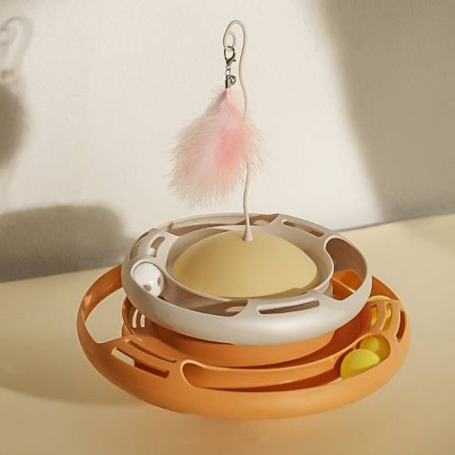Tumbler Turntable Pet Cat Planet Toy(White Yellow)