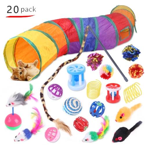 Pet Cat Toy Set Funny Cat Stick Plush Mouse Combo Toy