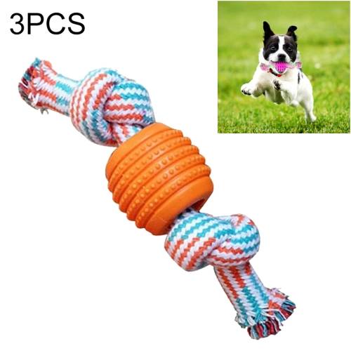 3 PCS Pet Dog Toys Chew Teeth Clean Outdoor Training Fun Playing Rope Ball(Orange)