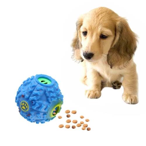 Pet Food Dispenser Squeaky Giggle Quack Sound Training Toy Chew Ball
